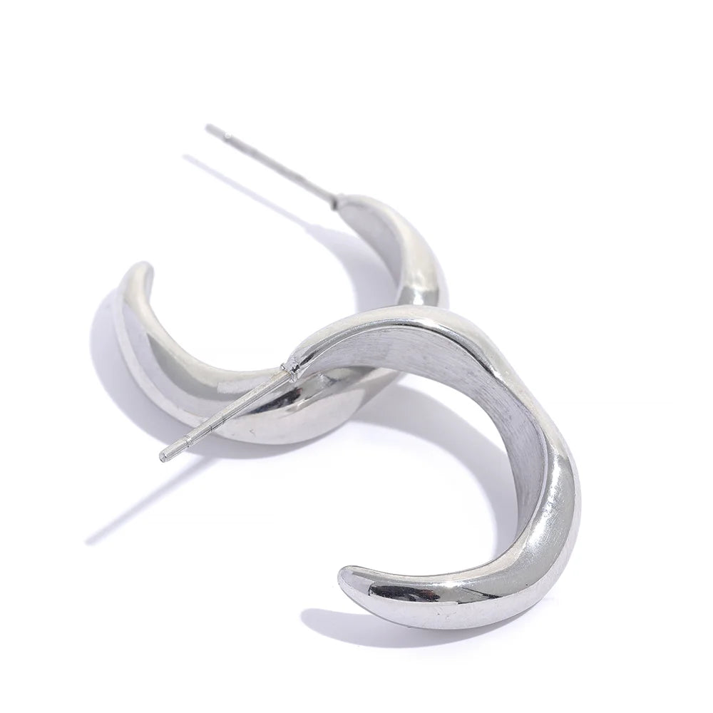 Modern minimalism hoop earrings gold color - product image