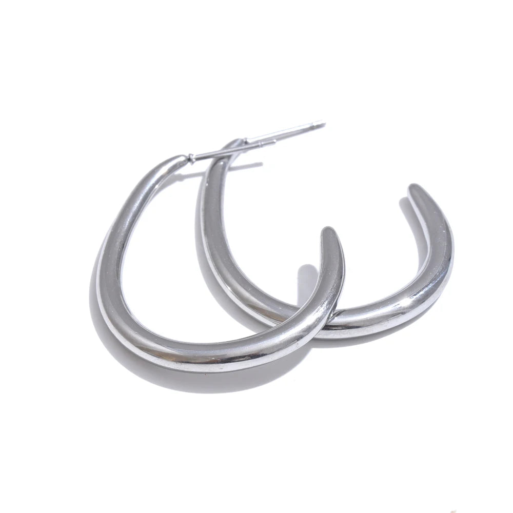 Modern minimalist gold platinum hoop earrings - product image