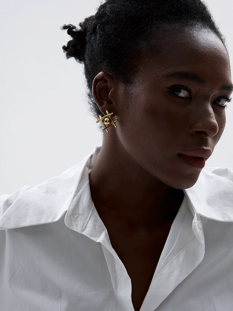 Modern stylized push-back waterproof stud earrings - product image