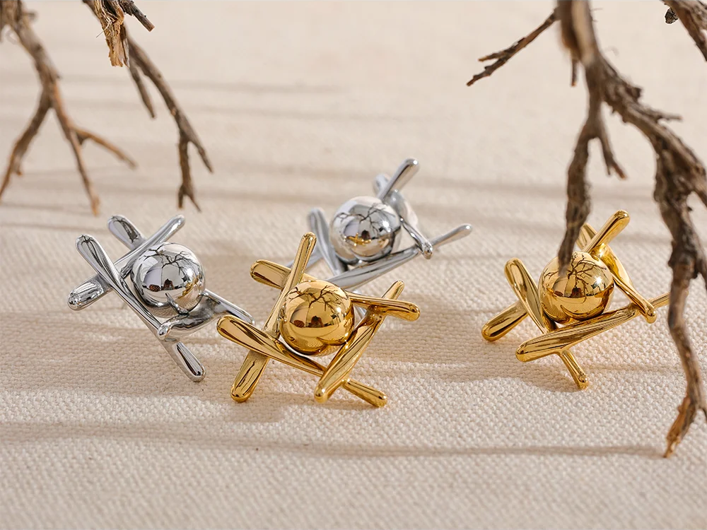 Modern stylized push-back waterproof stud earrings - product image