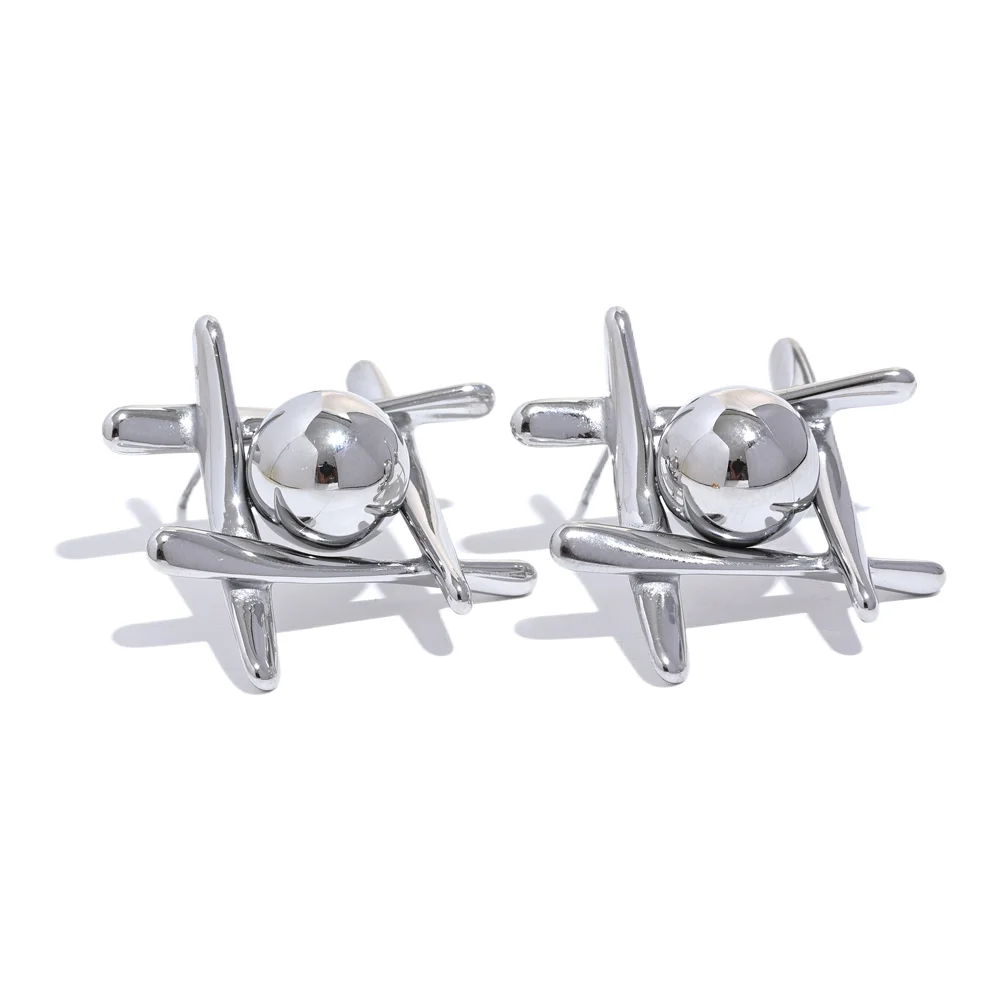 Modern stylized push-back waterproof stud earrings - product image