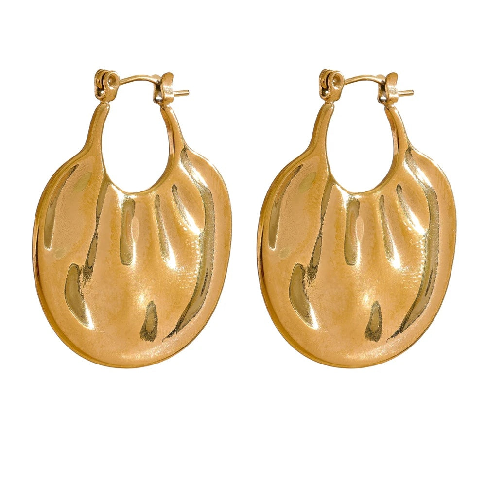 Modern textured individualistic hoop earrings - product image