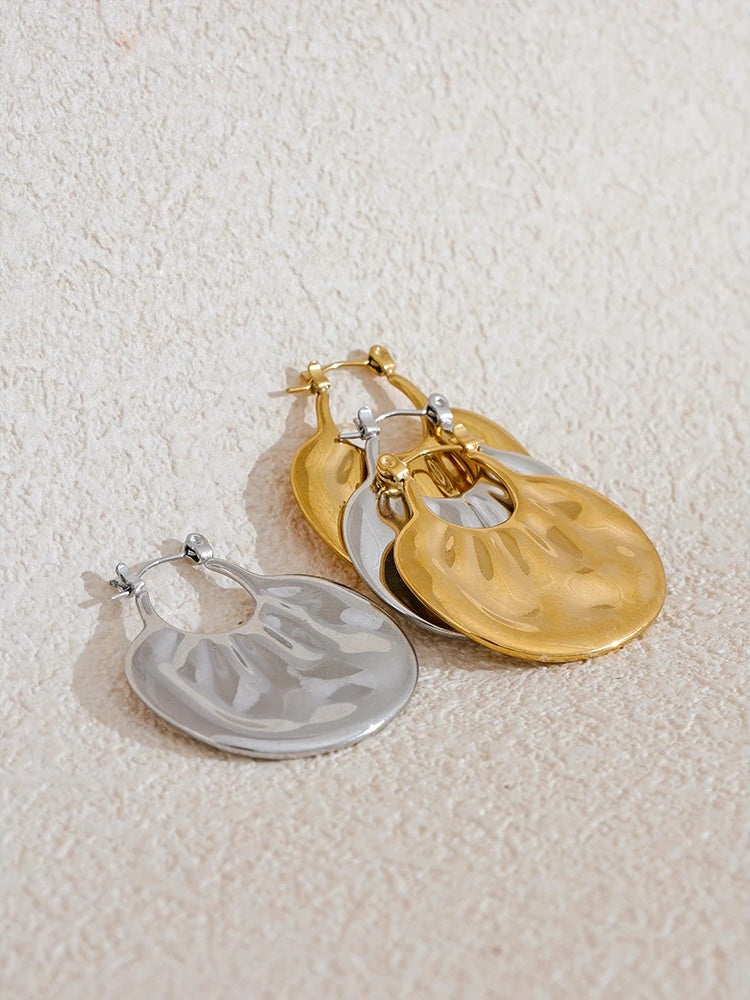 Modern textured individualistic hoop earrings - product image
