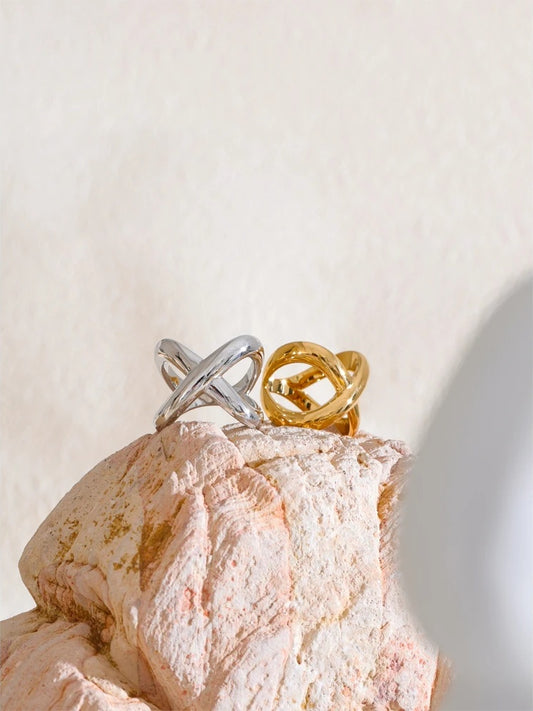 Modern x-shape waterproof polished finger ring - product image