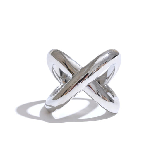 Modern x-shape waterproof polished finger ring - product image
