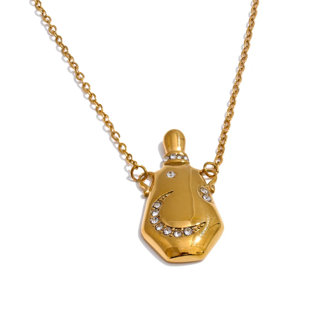 Moon charm wishing kettle contemporary pendant necklace - product image