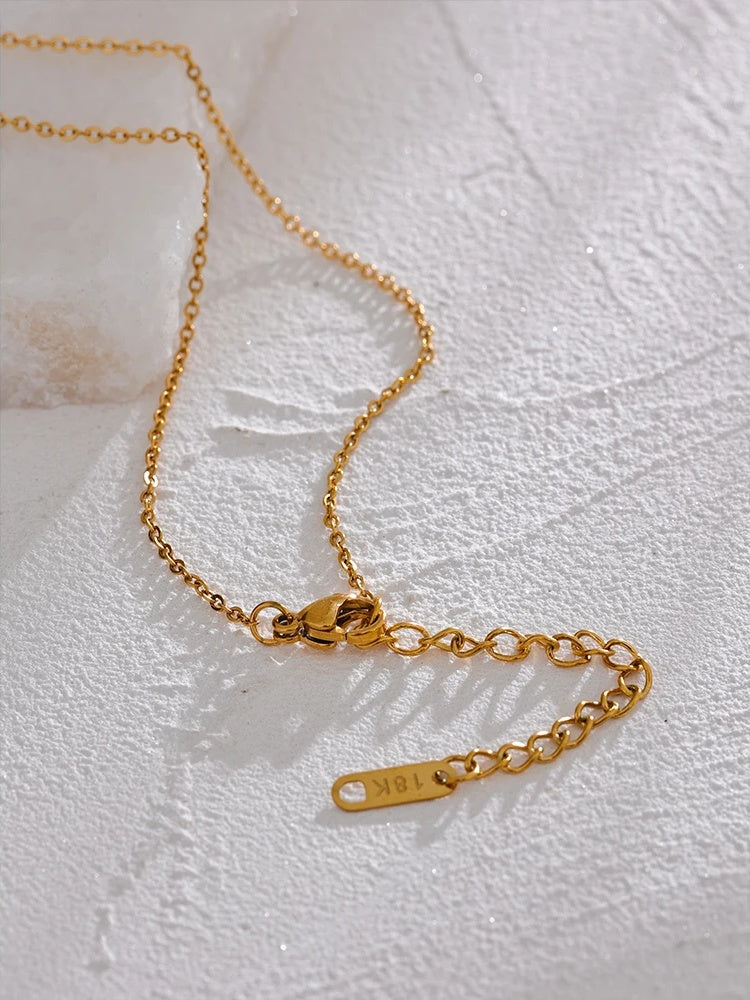 Moon star eye oval pendant zircon necklace - product image
