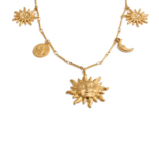 Moon sun charm pendant modern necklace - product image