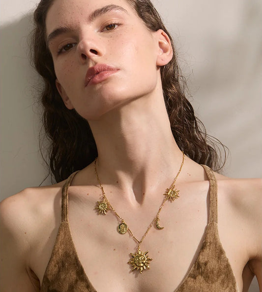 Moon sun charm pendant modern necklace - product image