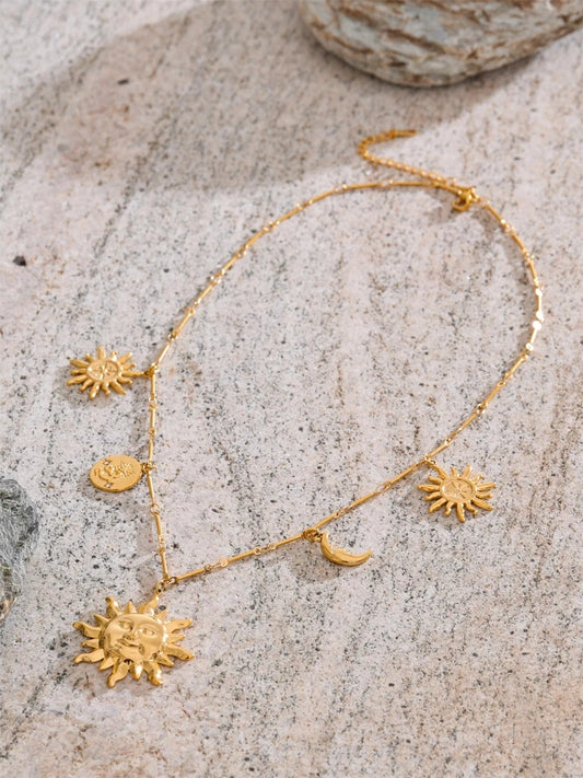 Moon sun charm pendant modern necklace - product image