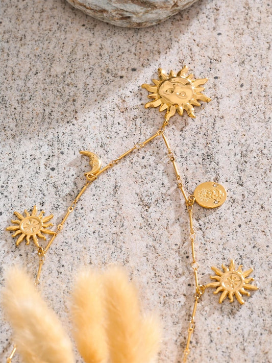 Moon sun charm pendant modern necklace - product image