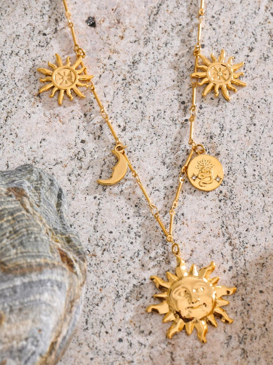 Moon sun charm pendant modern necklace - product image