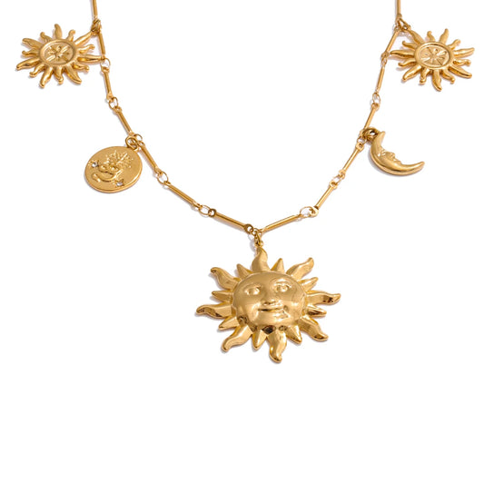 Moon sun charm pendant modern necklace - product image