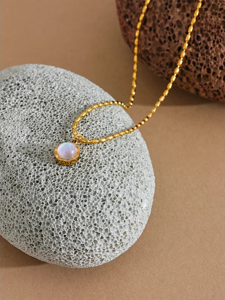 Moonlight stone abstract pendant necklace - product image