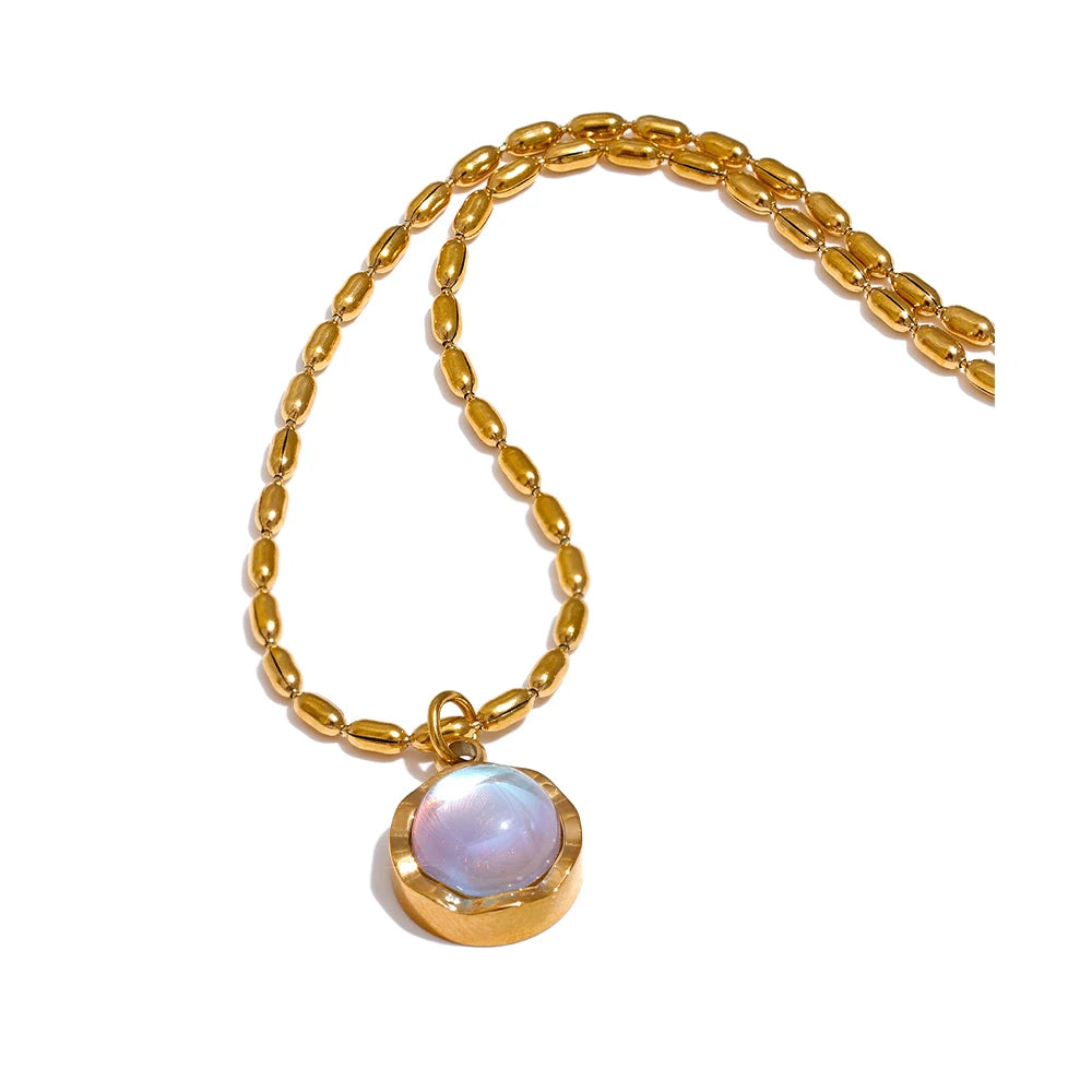 Moonlight stone abstract pendant necklace - product image