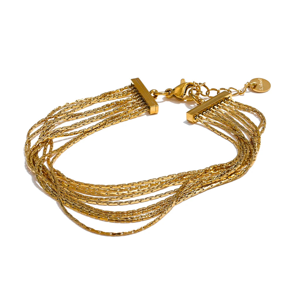 Multi layer link chain charm bracelet - product image