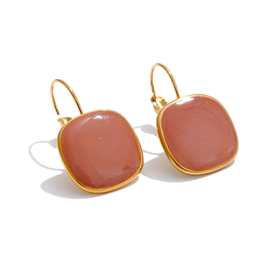 Multicolor enamel square hoop earrings - product image