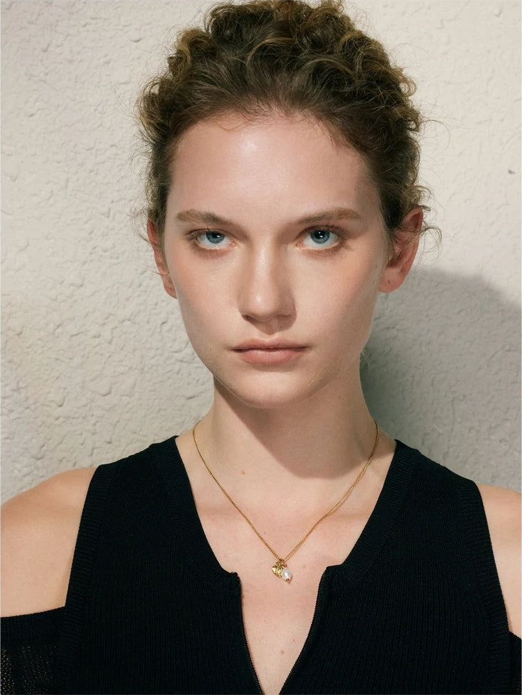 Natural freshwater pearl heart pendant necklace - product image
