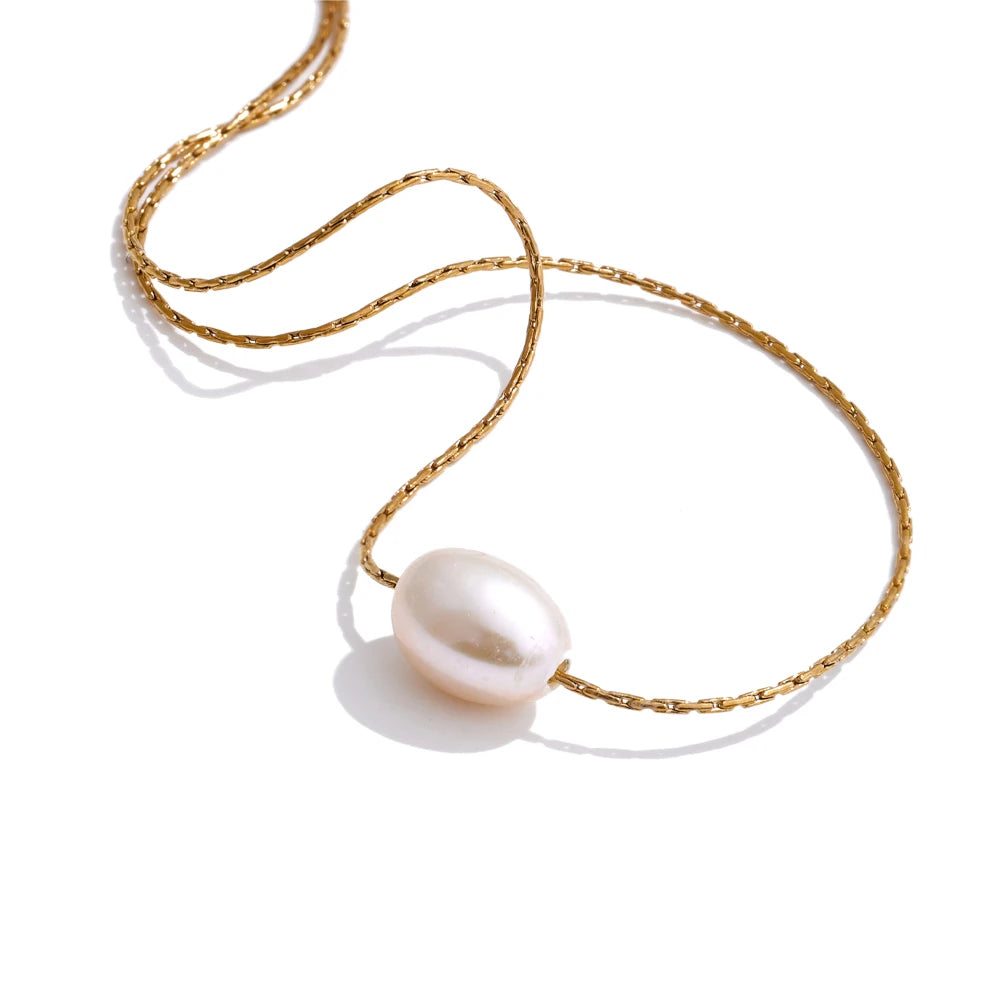 Natural freshwater pearl pendant fashion necklace - product image