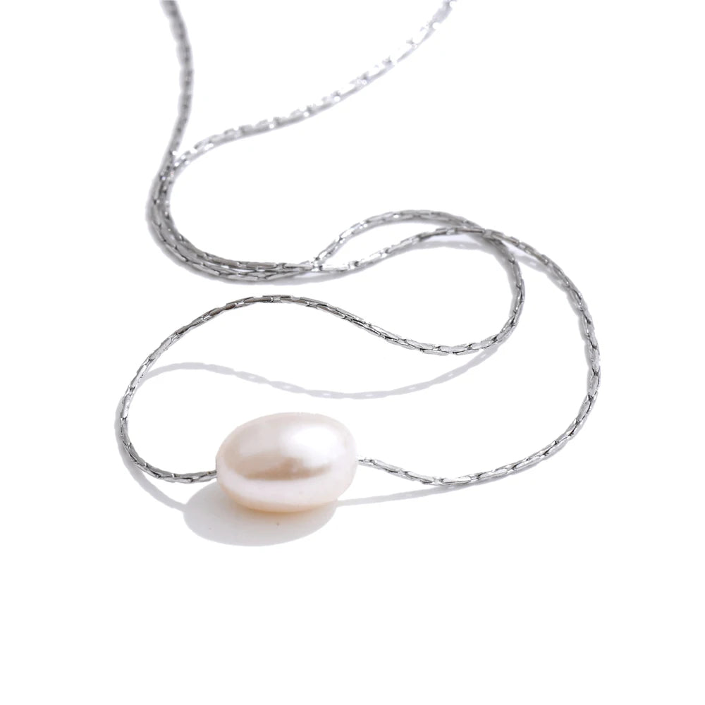 Natural freshwater pearl pendant fashion necklace - product image