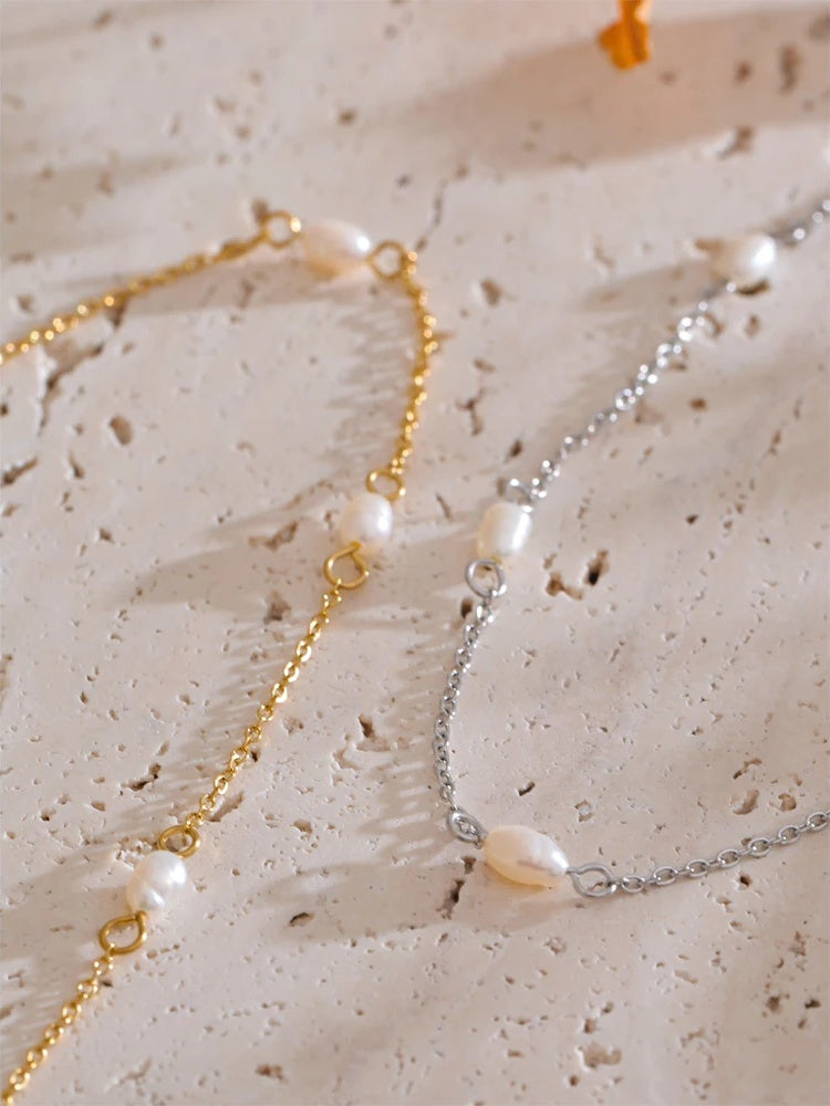 Natural freshwater pearl thin chain necklace - product image