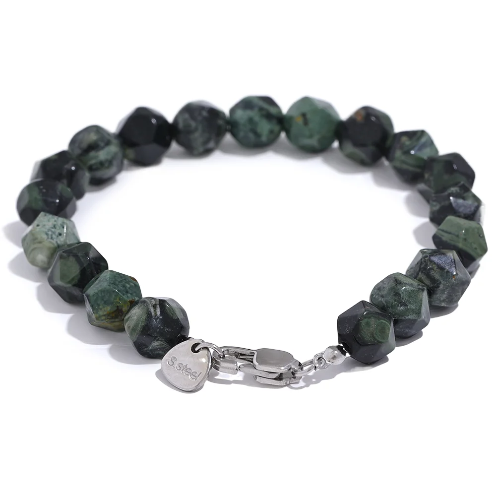 Natural malachite stone beads chain bracelet - product image