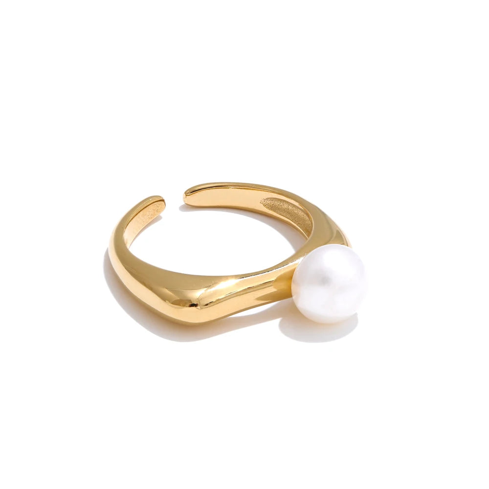Natural pearl abstract open design ring - product image