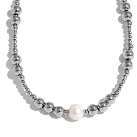 Natural pearl beads modern collar pendant necklace - product image