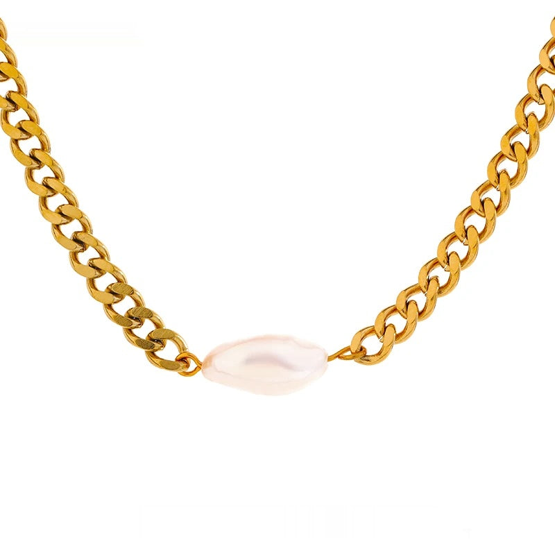 Natural pearl freshwater abstract pendant necklace - product image