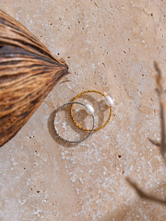 Natural pearl thin abstract finger ring women - product image