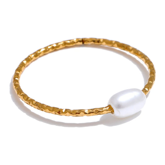 Natural pearl thin abstract finger ring women - product image