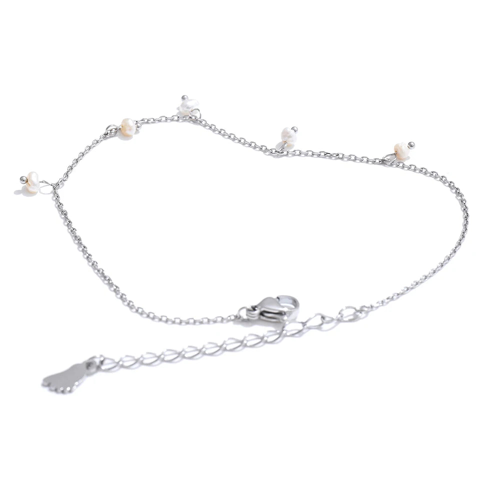 Natural pearls drop chain anklet - product image