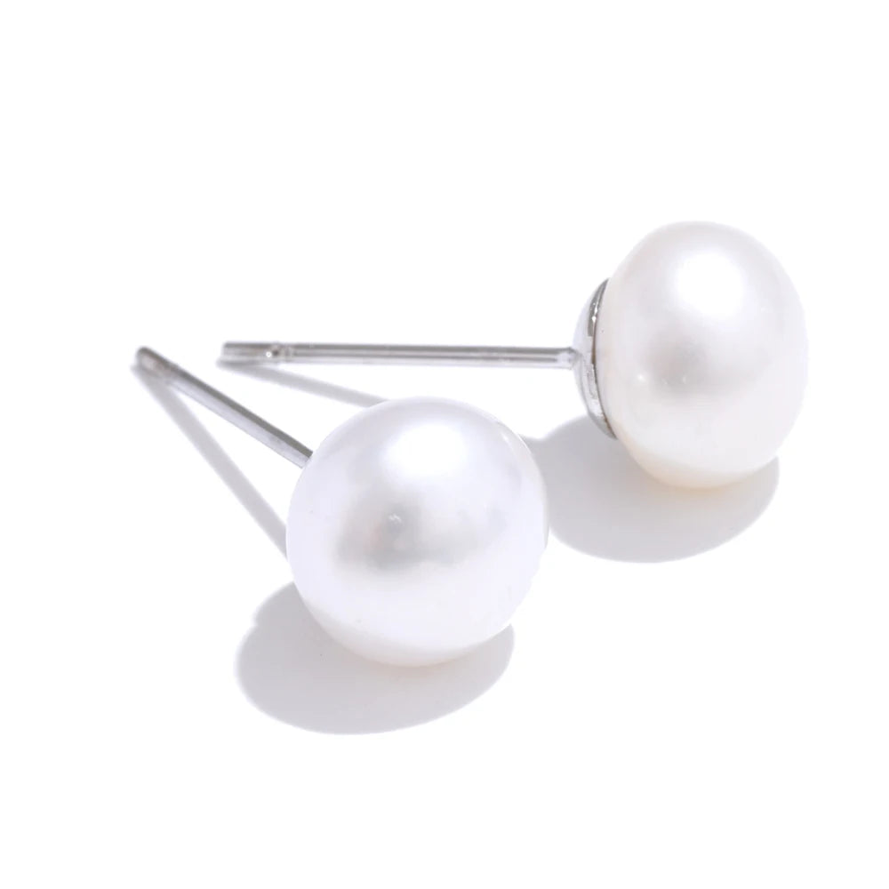 Natural pearls round stud earrings for ladies - product image