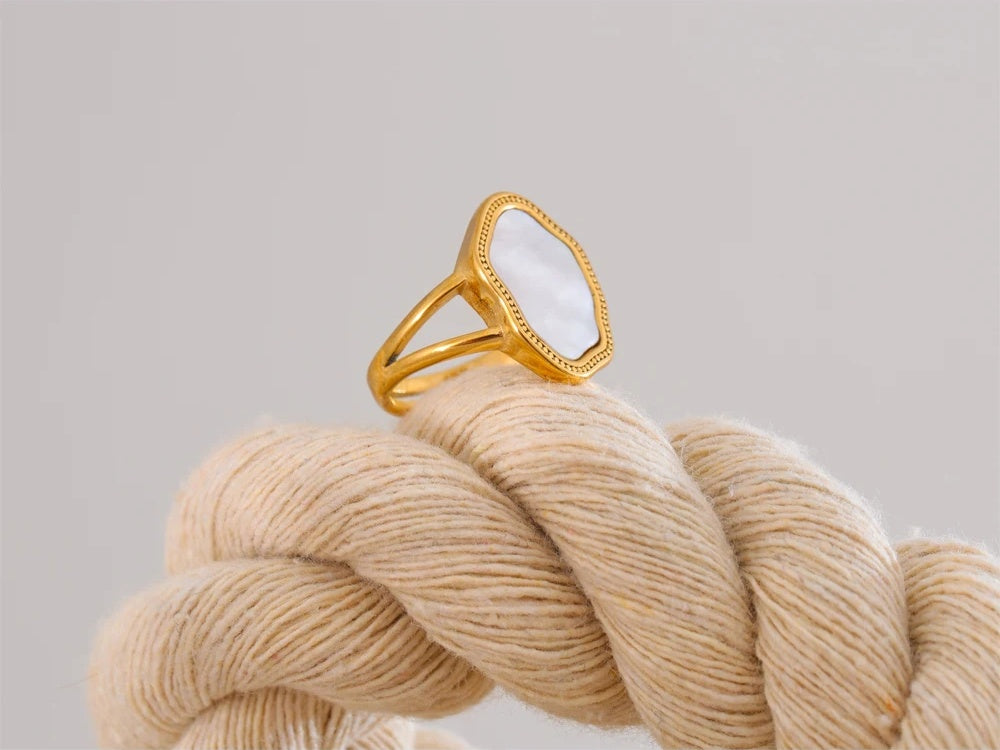 Natural shell adjustable contemporary ring - product image
