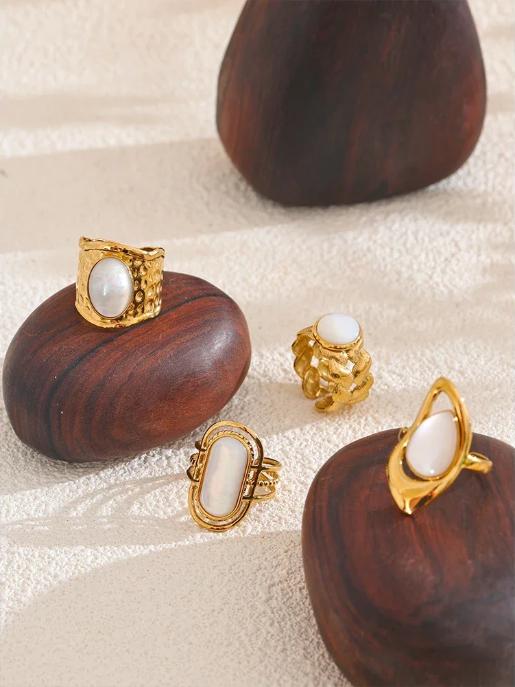 Natural shell modern adjustable popular fashion ring - product image