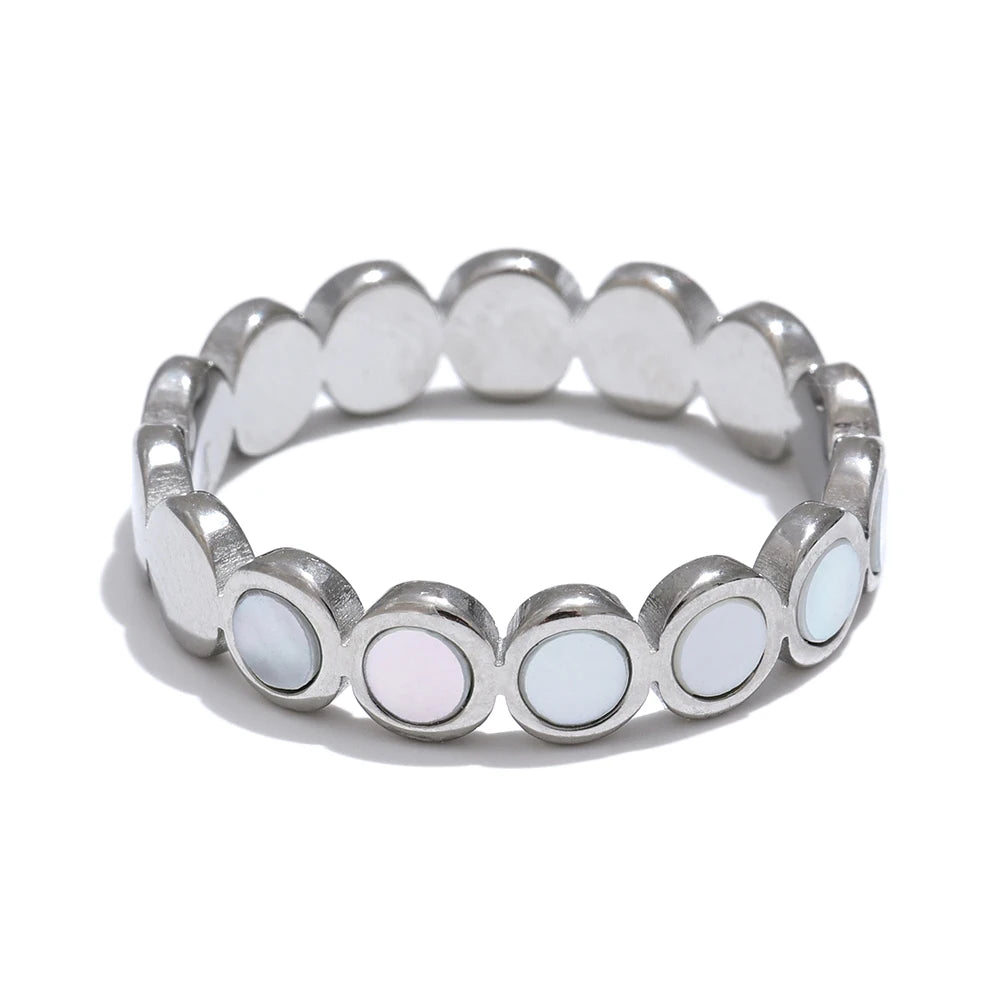Natural shell round modern tension ring - product image