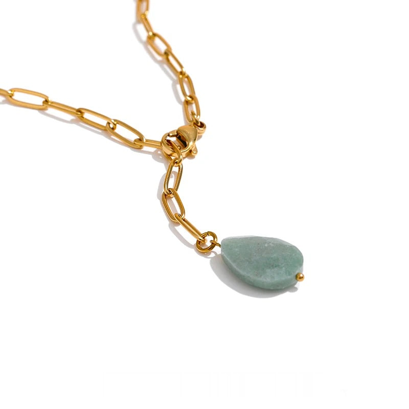 Natural stone agate minimalist pendant necklace - product image
