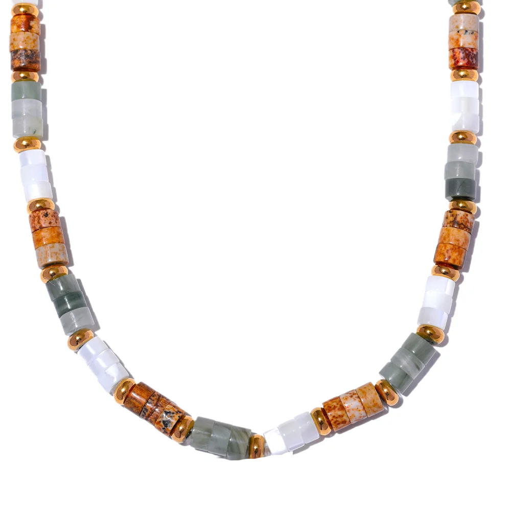 Natural stone beads chain handmade necklace - product image