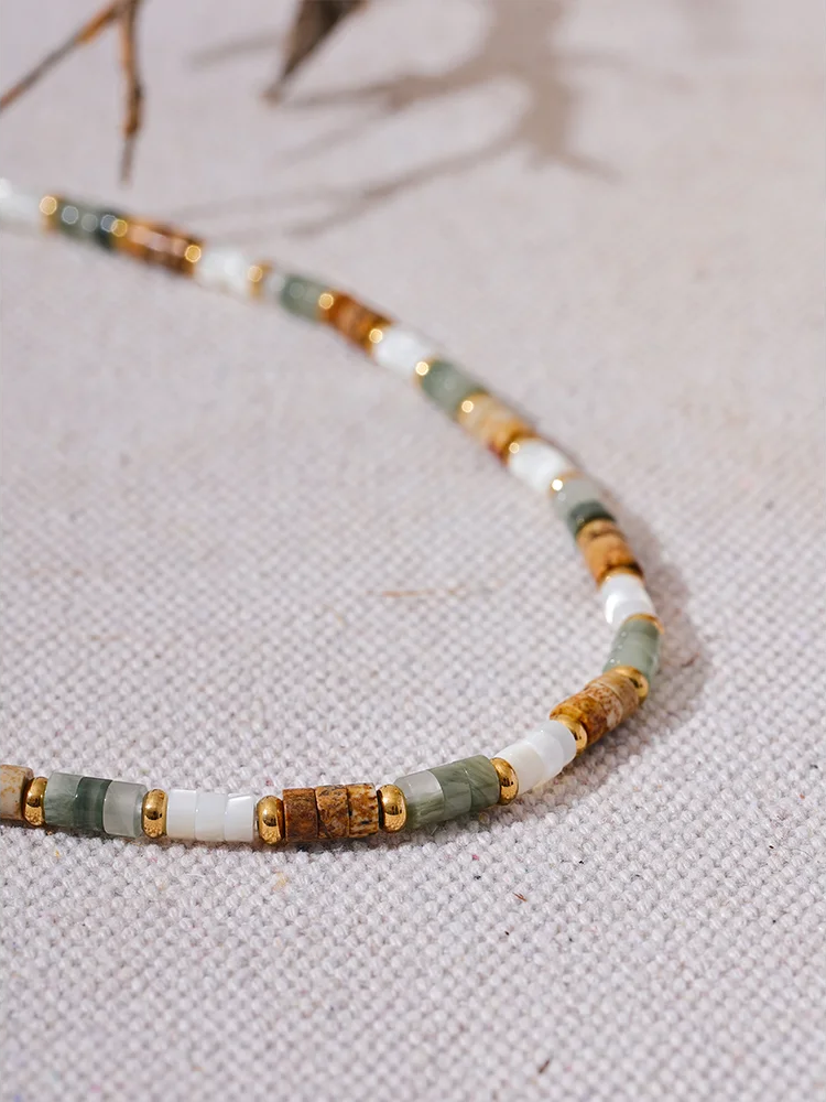 Natural stone beads chain handmade necklace - product image