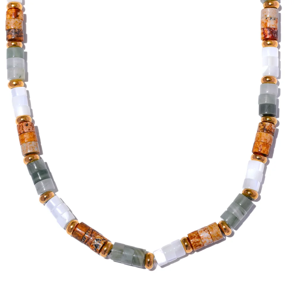 Natural stone beads chain handmade necklace - product image