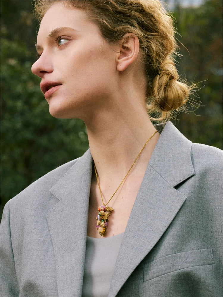 Natural stone leaf pendant necklace - product image