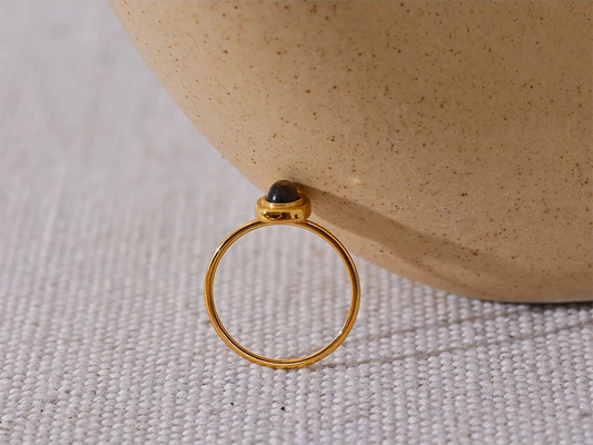 Natural stone oval thin chic fashion finger ring - product image