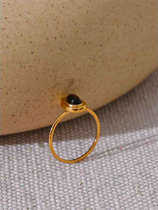 Natural stone oval thin chic fashion finger ring - product image