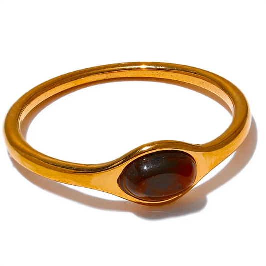 Natural stone oval thin chic fashion finger ring - product image
