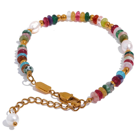 Natural stone pearl chain luxury bracelet - product image