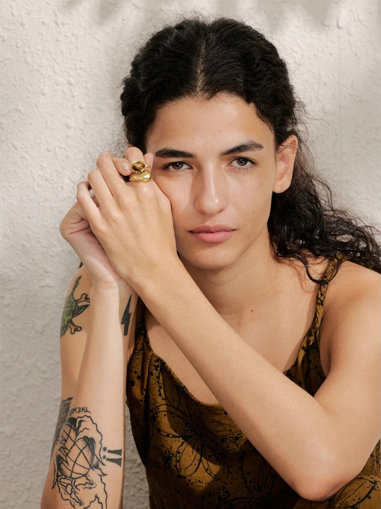 Natural tiger stone adjustable ring - product image