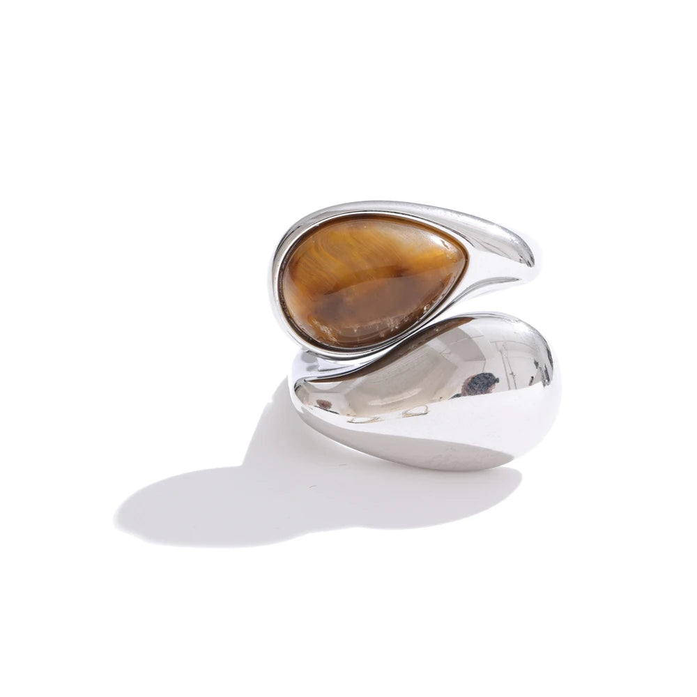 Natural tiger stone adjustable ring - product image