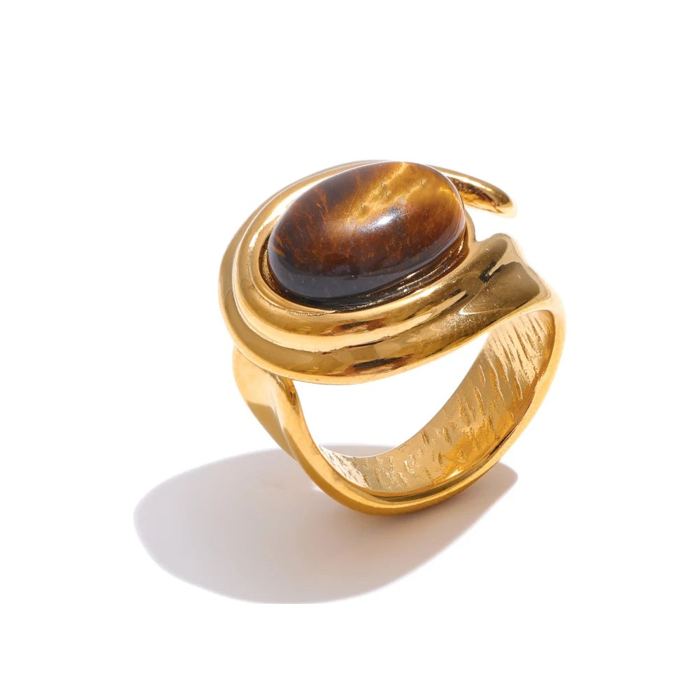 Natural tiger stone modern finger ring - product image
