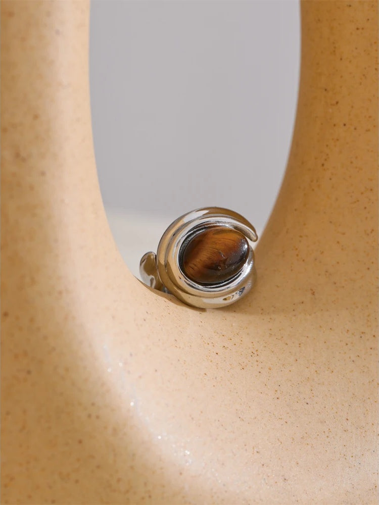 Natural tiger stone modern finger ring - product image