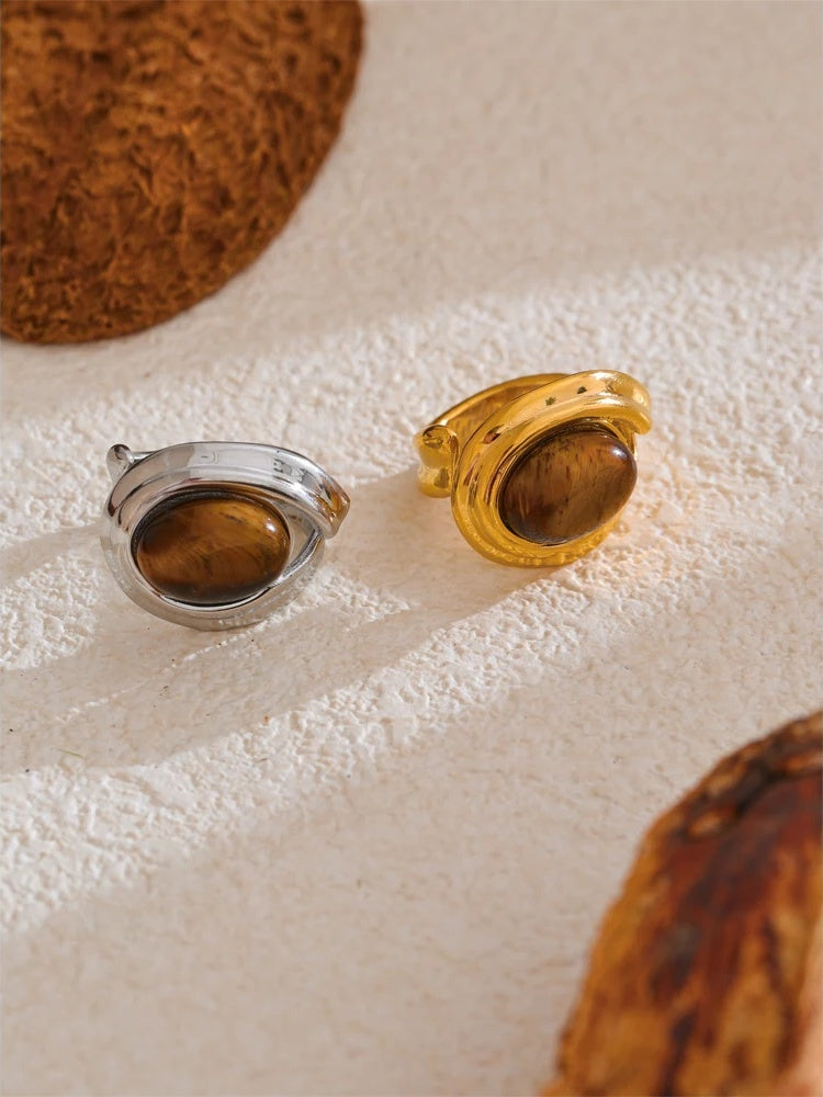 Natural tiger stone modern finger ring - product image